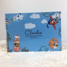 Cargar imagen en el visor de la galería, Álbum de fotos personalizado para bebé "MIAU!" EN ESPIRAL - Formato papel