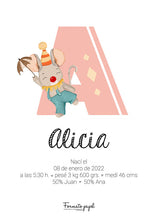 Cargar imagen en el visor de la galería, LÁMINA PERSONALIZADA NATALICIO “CIRCO DE PAPEL” - Formato papel