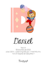 Cargar imagen en el visor de la galería, LÁMINA PERSONALIZADA NATALICIO “CIRCO DE PAPEL” - Formato papel