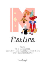 Cargar imagen en el visor de la galería, LÁMINA PERSONALIZADA NATALICIO “CIRCO DE PAPEL” - Formato papel