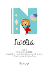 Cargar imagen en el visor de la galería, LÁMINA PERSONALIZADA NATALICIO “CIRCO DE PAPEL” - Formato papel